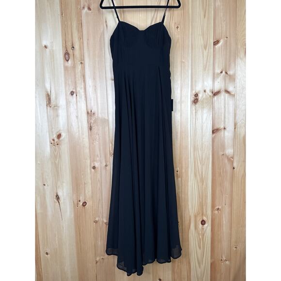 NWT Lulus Cause for Commotion Black Pleated Bustier Maxi Dress Bridesmaid Size L - Picture 2 of 8